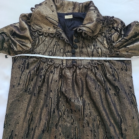 Vintage Wayne gold Metallic Mini Short  dress Textured Summer Dress Size XS - Picture 11 of 14